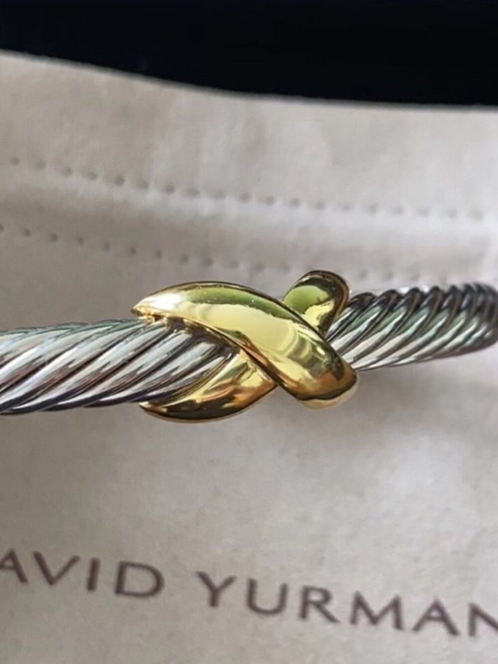 David Yurman Silver and Gold Bracelet 7mm - Picture 4 of 7